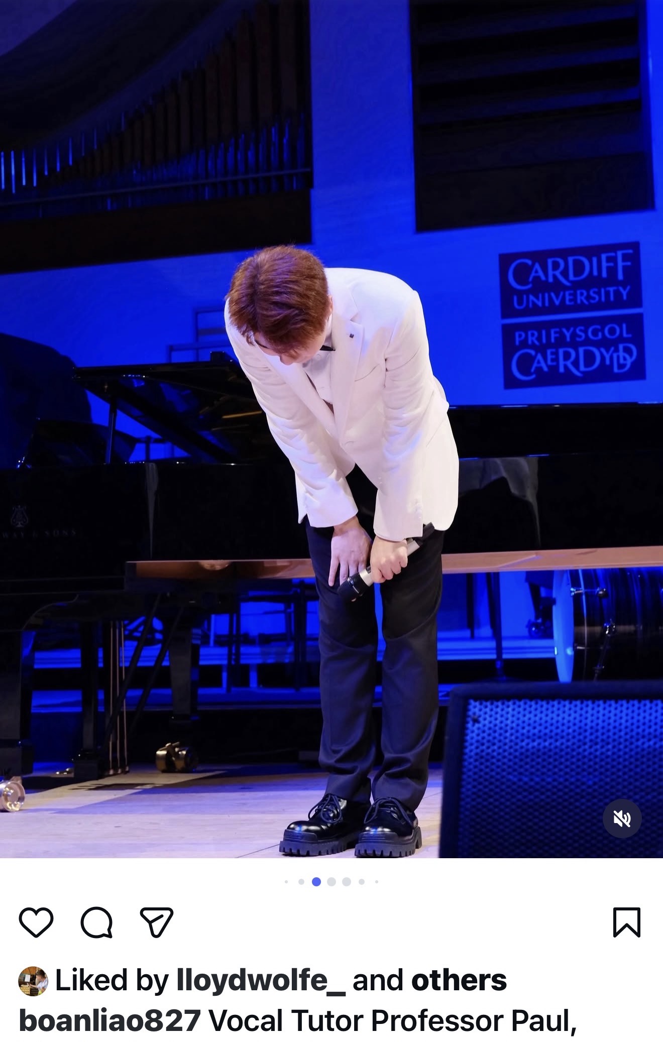 My awesome postgrad student Boan taking his final bow at the School of Music at the end of his Masters public recital. He graduated with Distinction.