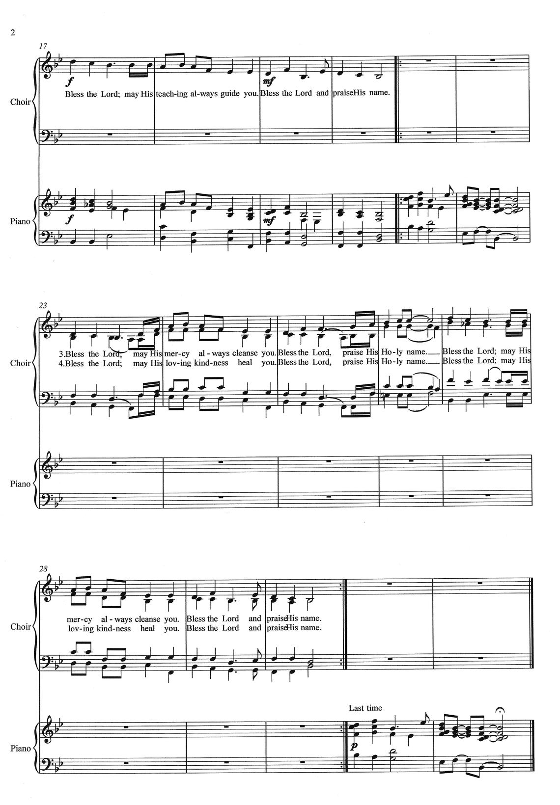 Bless the Lord (SATB), page 2