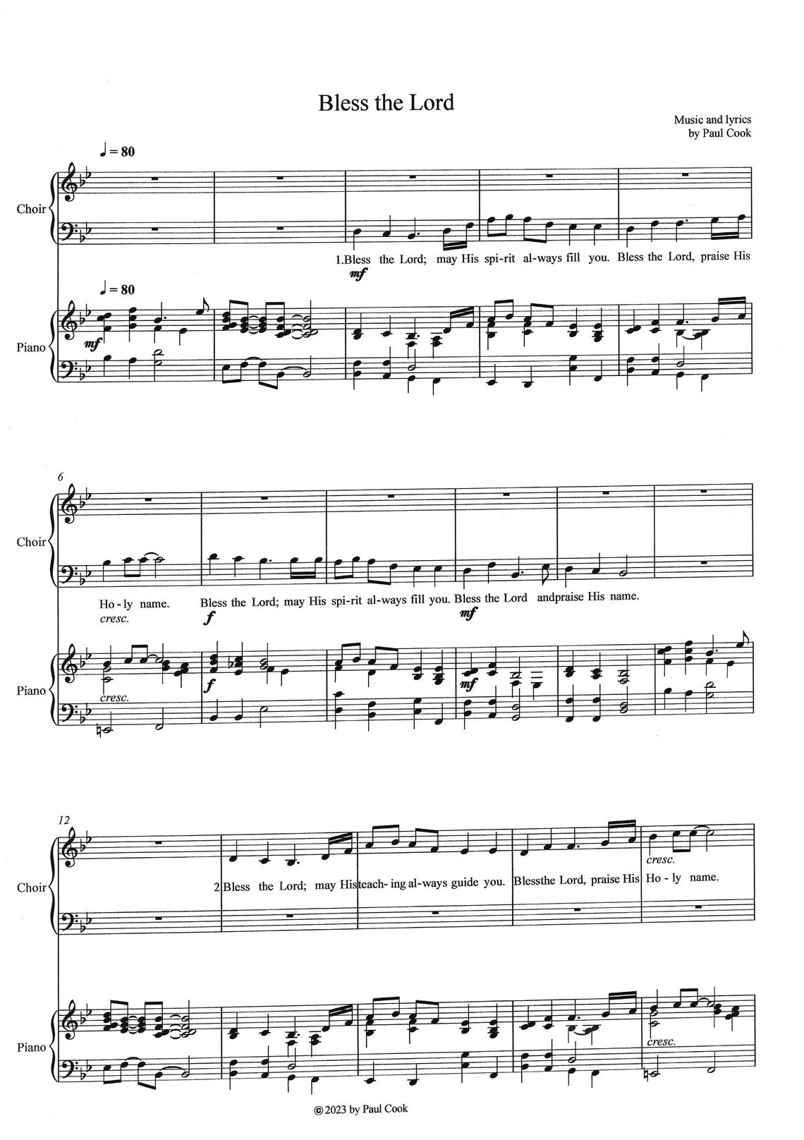 Bless the Lord (SATB), page 1